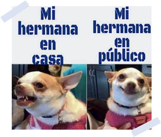 Mi hermana en casa vs. en público